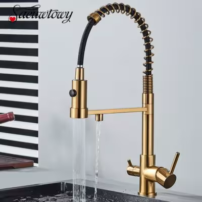 Black kitchen faucet system with filter 360 degree rotation and two modes