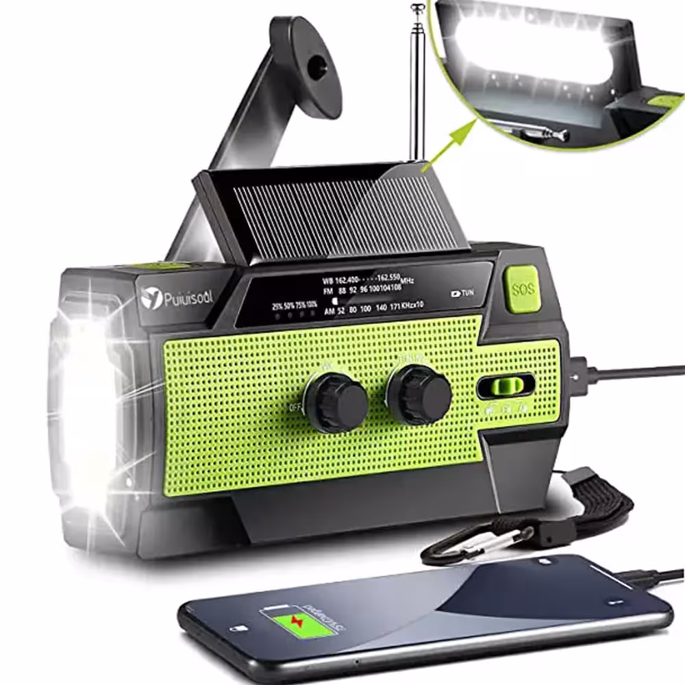 Radio portatile con torcia e batteria solare
