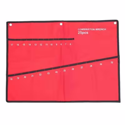Tool storage bag with 25 compartments, foldable fabric, red color, convenient to carry and store
