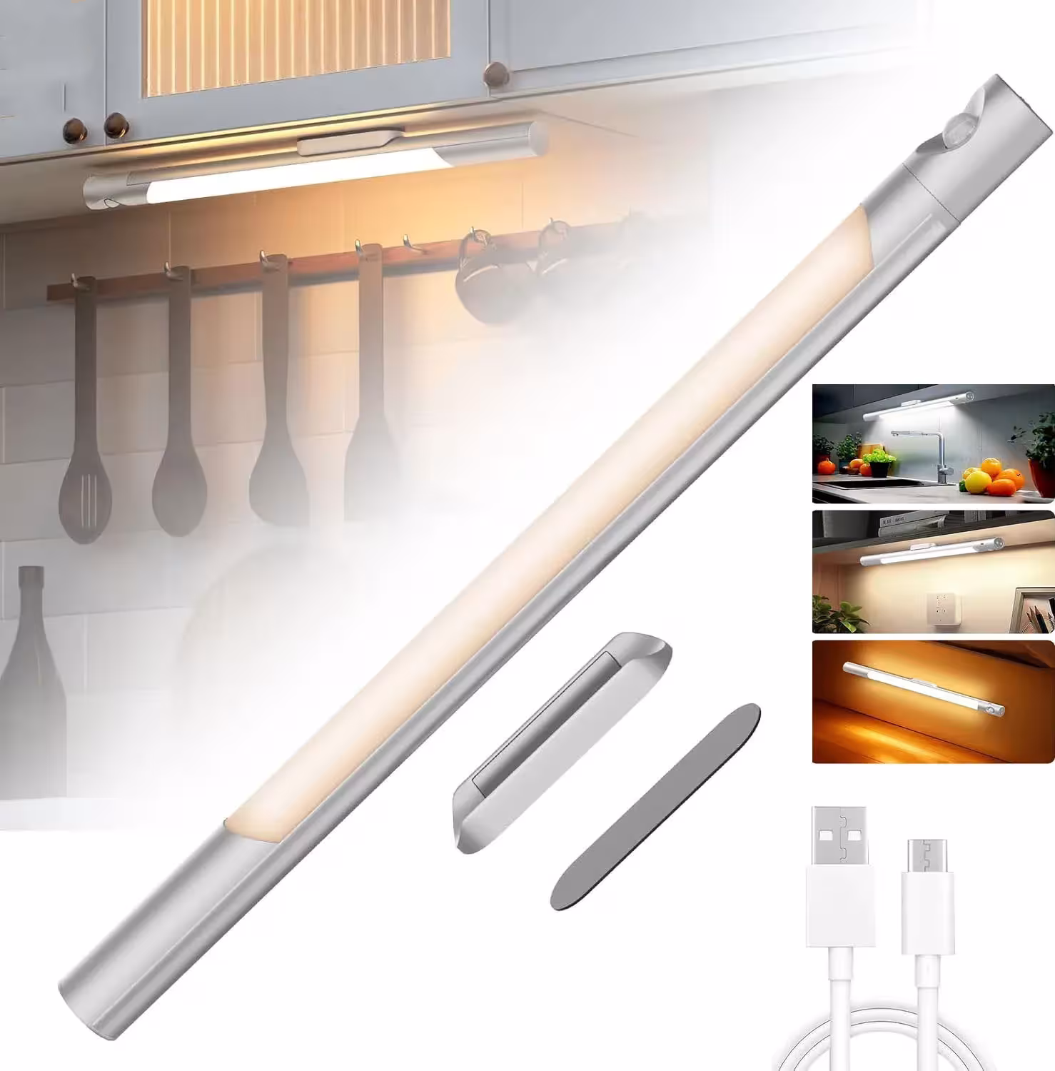 Lumières de nuit LED avec capteur de mouvement, 3000mAh