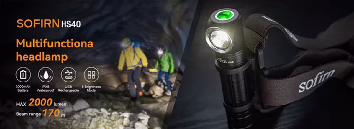 LED headlamp USB C