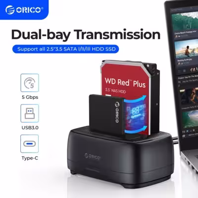 Docking station a doppio slot ORICO USB3.0 5Gbps Type-C per hard disk