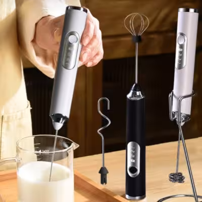 Cordless Electric Milk Frother USB Rechargeable Handheld Pot Mixer