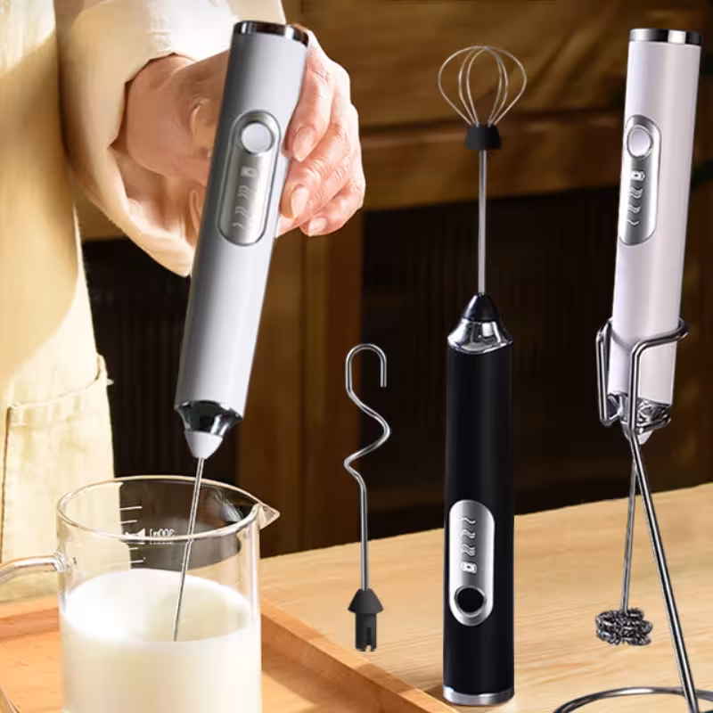 Montalatte elettrico wireless ricaricabile tramite USB, mixer manuale