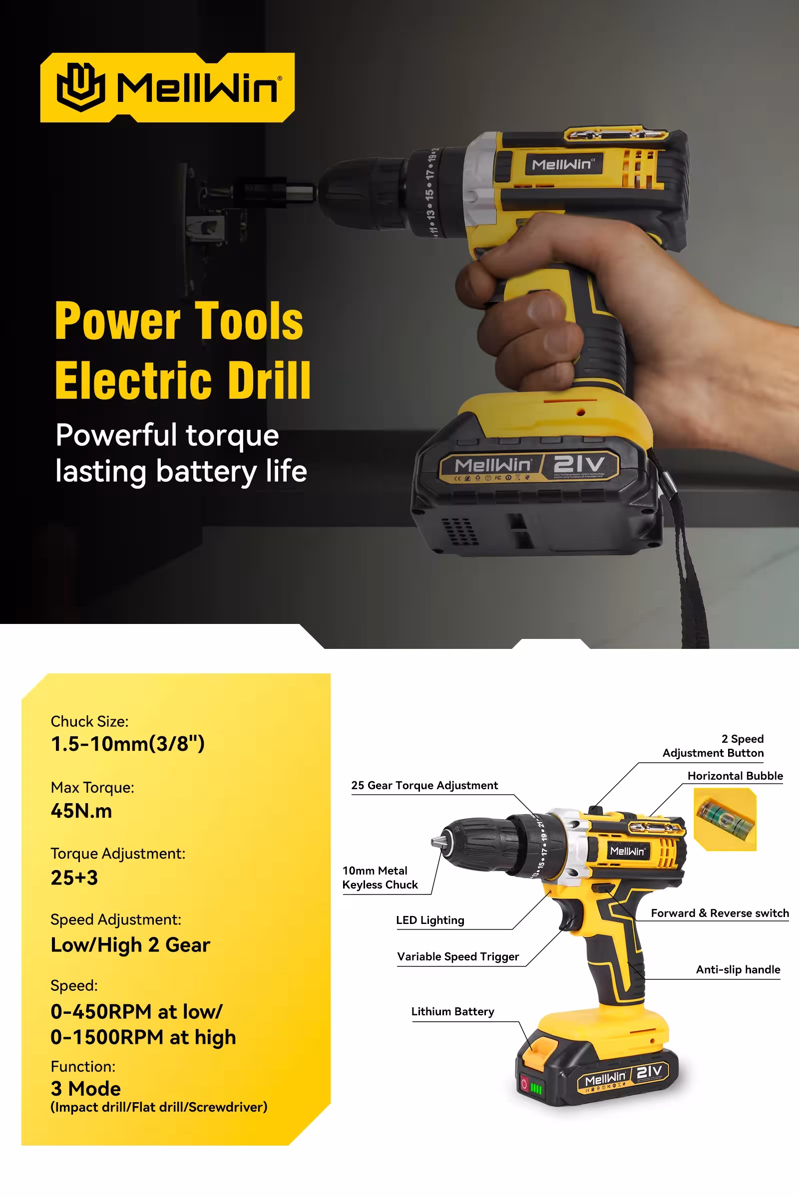 21V cordless impact drill
