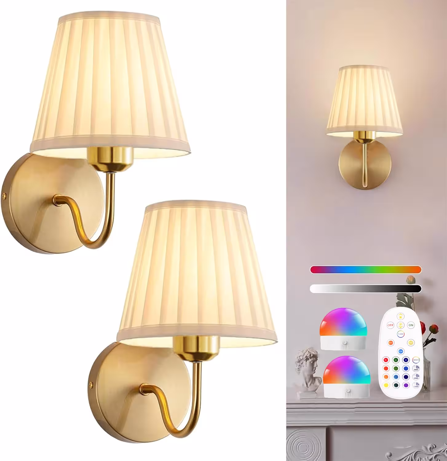 Luminaire mural alimenté par batterie avec télécommande