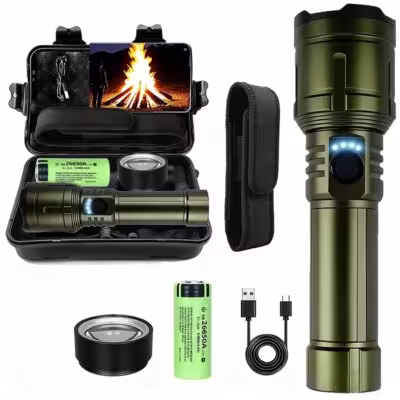 Ultra Powerful Flashlight with Accumulated Fire LED 1000 Lumens Tactical Flashlight