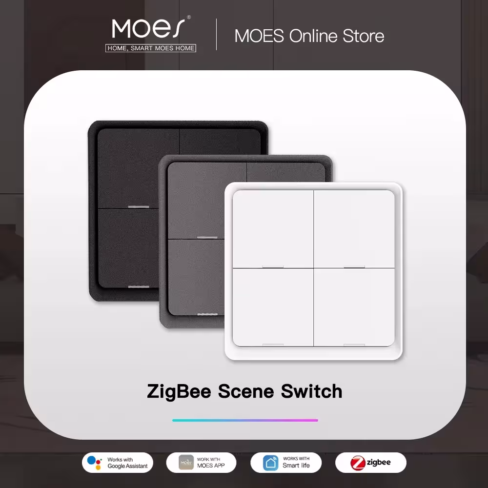 MOES 4 Gang Tuya ZigBee belaidis 12 scenos valdymo mygtukas baterija