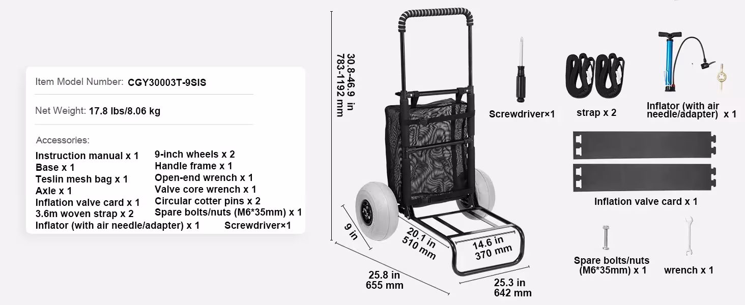 carrello da spiaggia con ruote