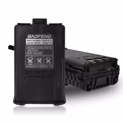 Baofeng UV5R Type-C įkroviklis su 1800mAh Li-ion baterija ir USB kabeliu