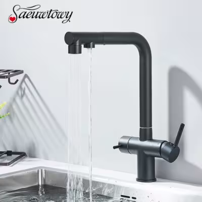 Mitigeur de cuisine avec filtre rotatif à 360 degrés pour eau chaude et froide