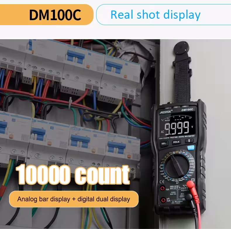 función de multímetro digital con temperatura