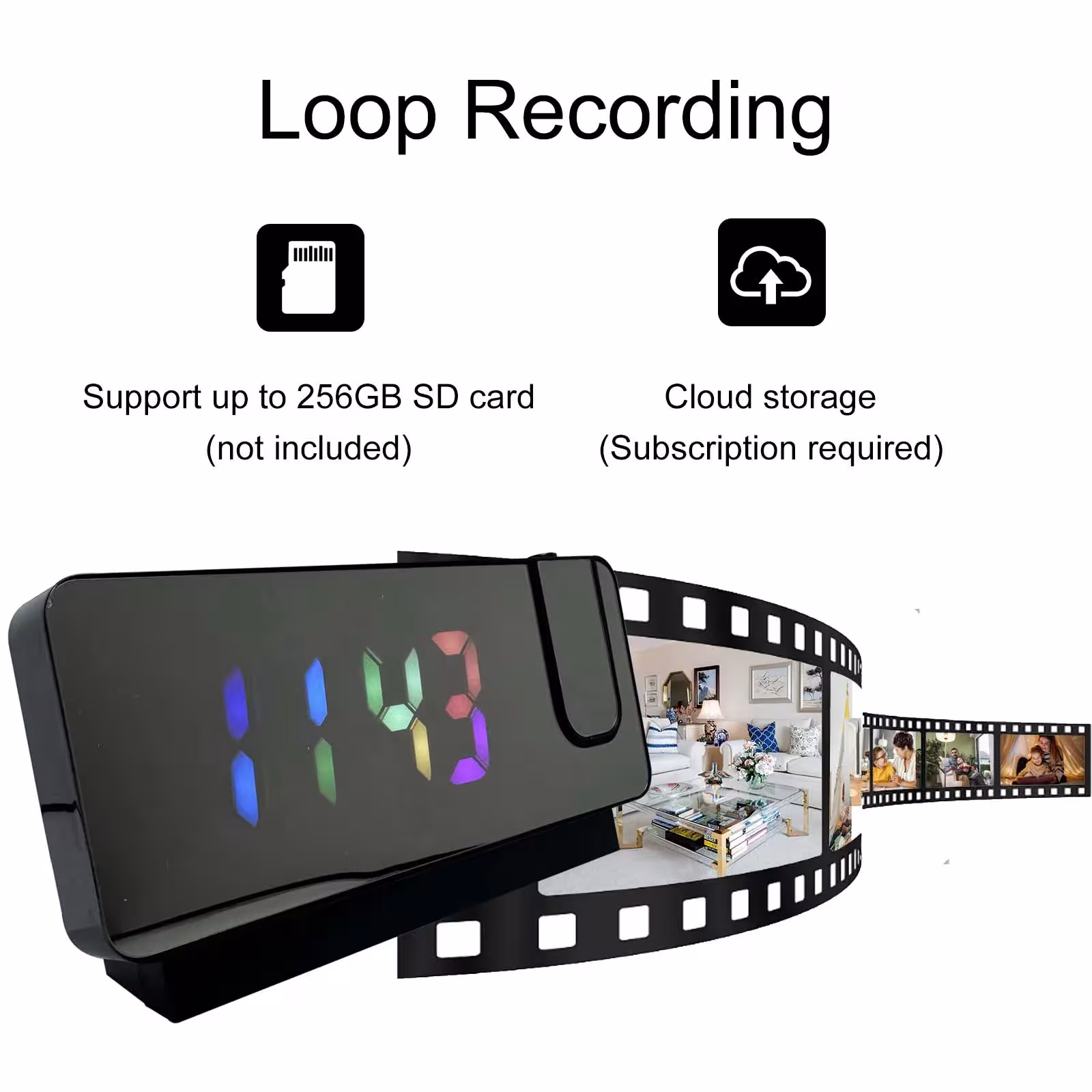 projector alarm clock camera with Wi-Fi