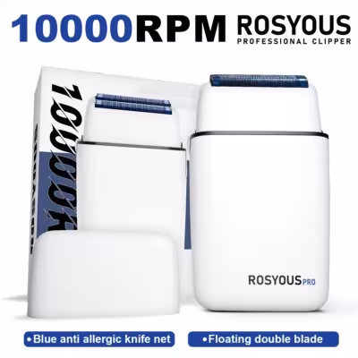 ROSYOUS RS620 machine de rasage mâle 10000RPM double pli machine de coupe de barbe électrique