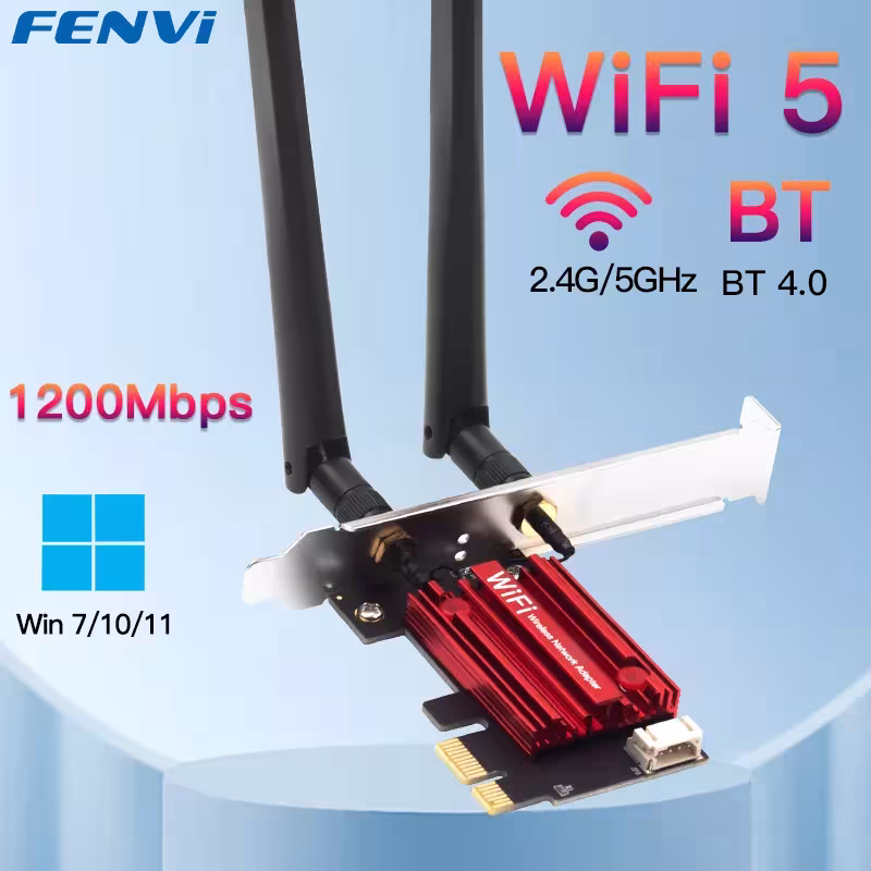 FENVI WiFi 5 PCI-E Adaptateur sans fil AC1200 Double bande 2.4G / 5GHz Bureau