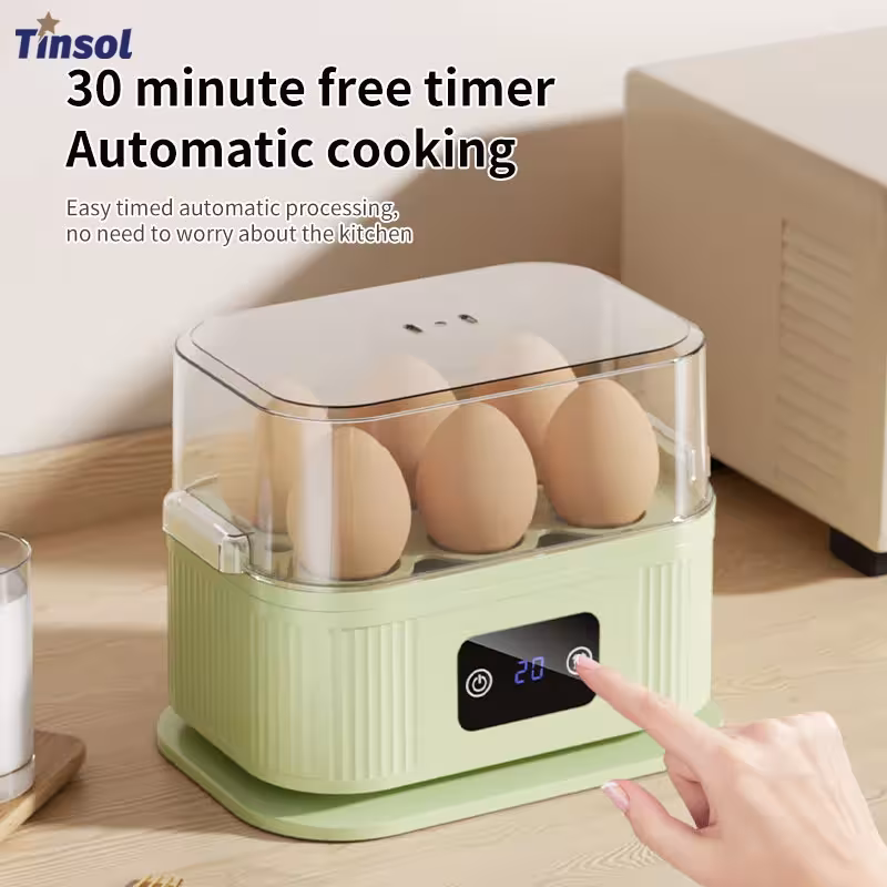 Hervidor de huevos eléctrico multifuncional TINSOL, 200W, inteligente, con vapor y temporizador