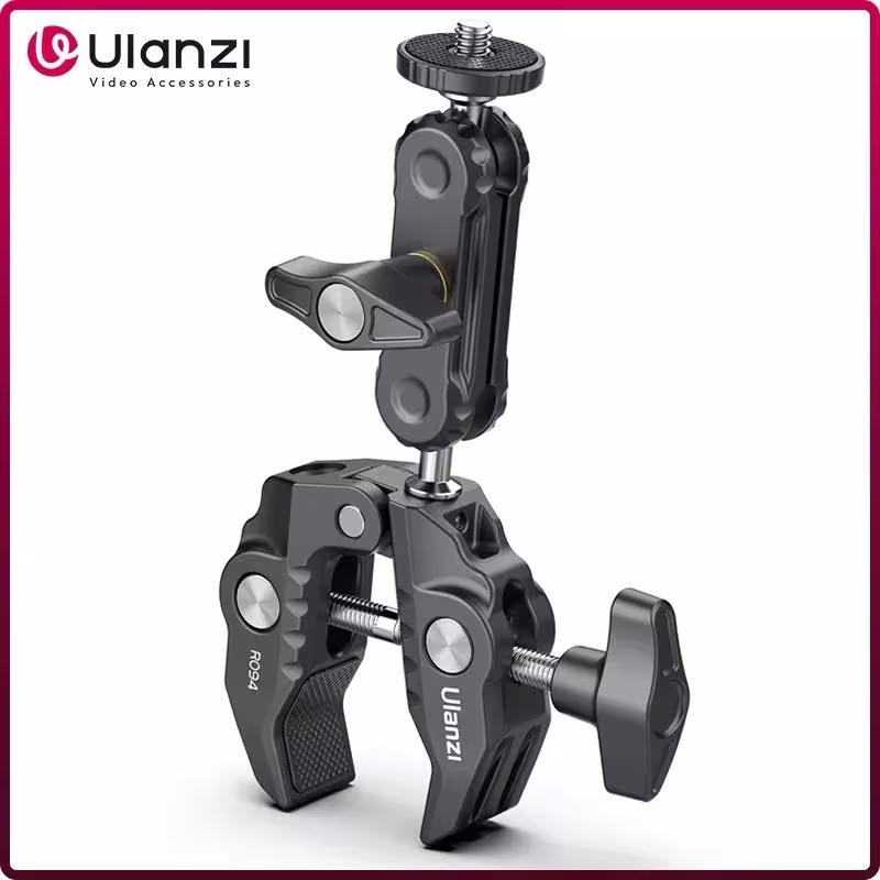 Ulanzi R094 metalinis universalus stangos spaustvas su dviguba kamuoliu ir magine ranka