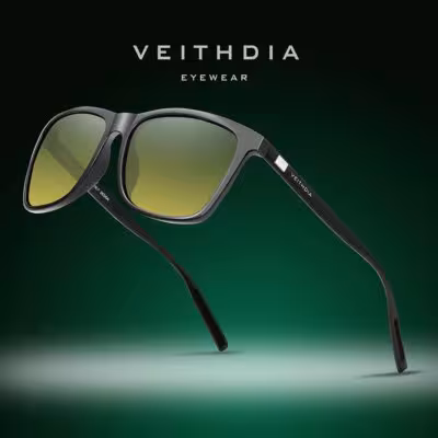 VEITHDIA lunettes de soleil masculines en aluminium vintage TR90 photochromique polarisé UV400