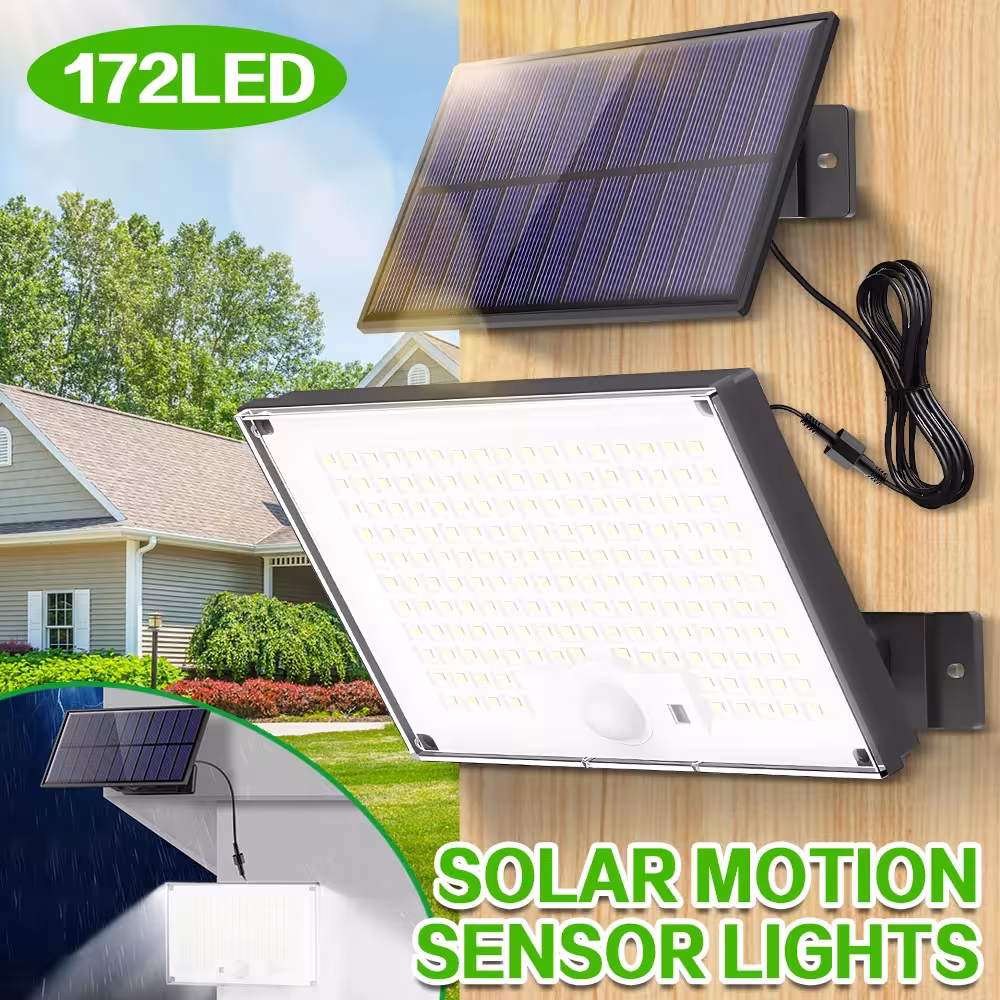 Solar-powered LED wall light with motion sensor