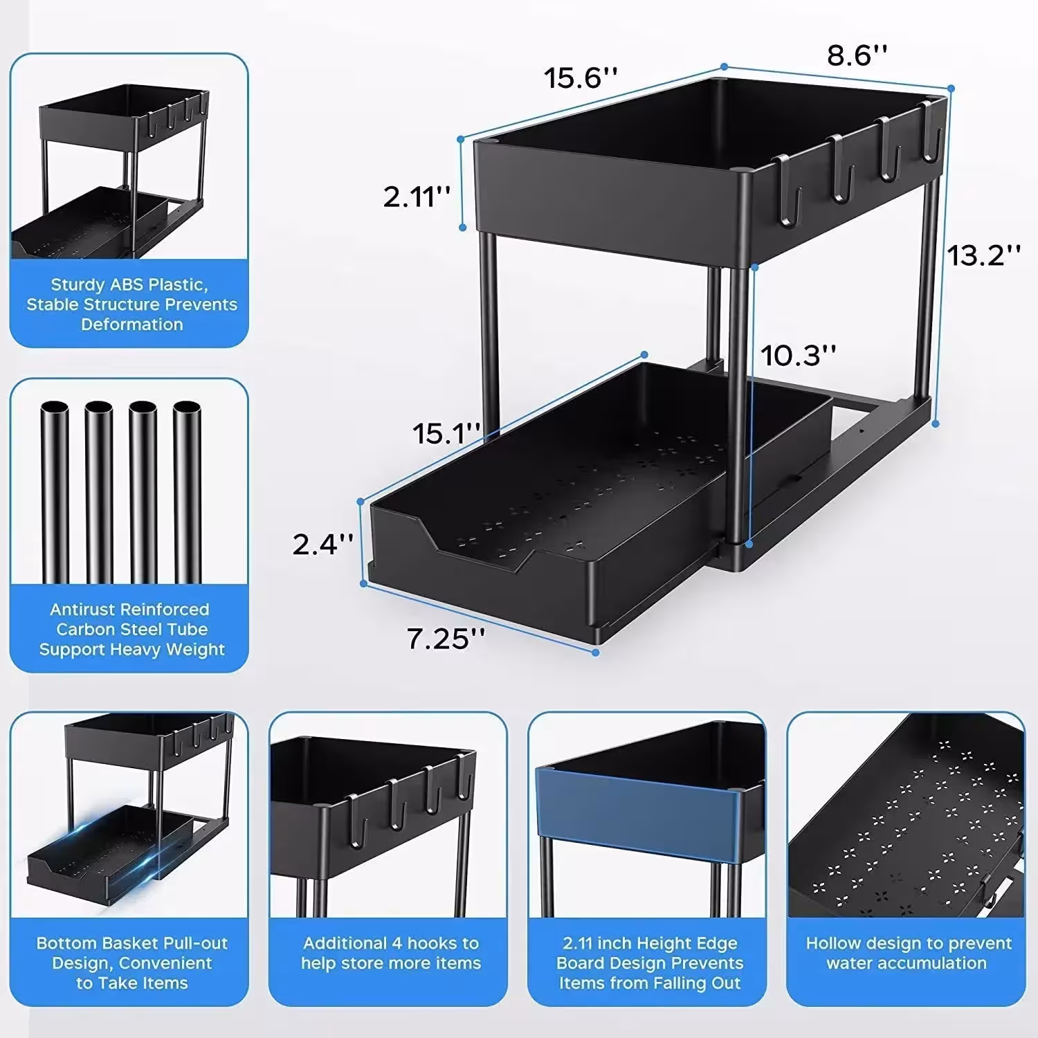 two-level pull-out cabinet shelf