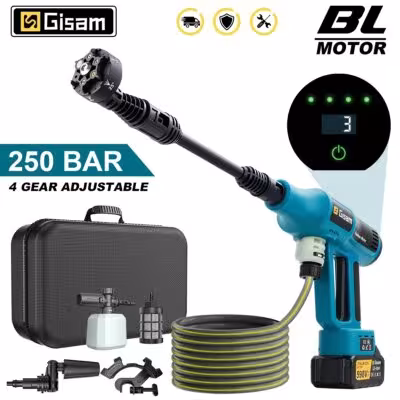 Gisam 250Bar cordless high pressure car wash gun 4 speeds Makita 18V