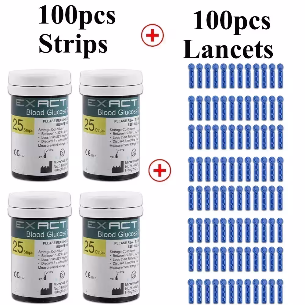100units EXACTIVE EQ diabetic blood sugar test strips and needles
