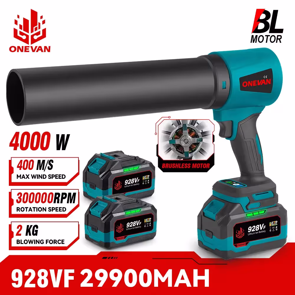 ONEVAN 400M/s soplador de hojas inalámbrico eléctrico turbo 300000RPM Makita 18V