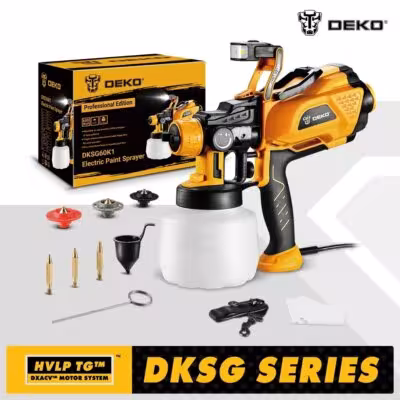 Pistola a spruzzo per vernice DEKO HVLP con luce LED e 3 ugelli 1200ml