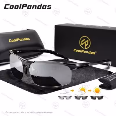 COOLPANDAS Aliumininės fotochromines poliarizuotos saulės akiniai vairavimui