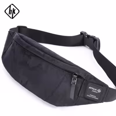 HK Men Male Casual Fanny Bag Waist Bag Money Phone Belt Bag Pouch Camouflage Black Gray Bum Hip Bag Shoulder Belt Pack