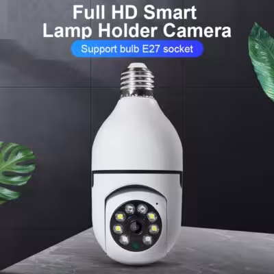 Išmani WiFi stebėjimo kamera E27 LED lemputė su HD naktinio režimo vaizdu