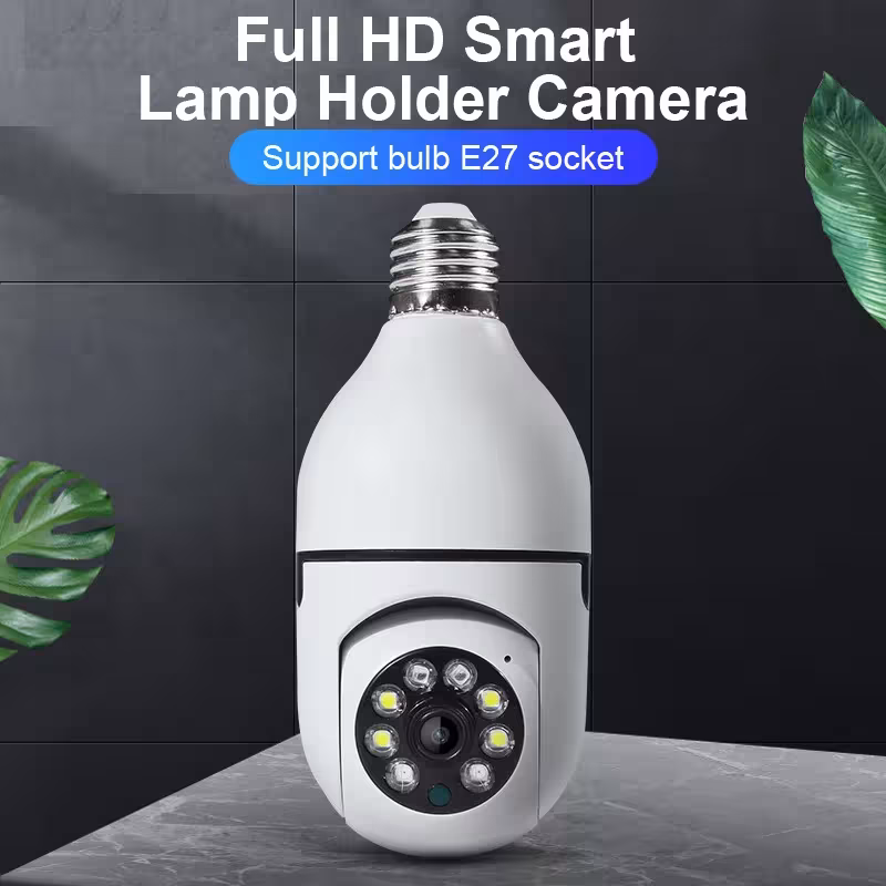 Išmani WiFi stebėjimo kamera E27 LED lemputė su HD naktinio režimo vaizdu