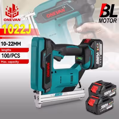Cordless 2-speed electric nail gun 1022J U-stapler with batteries