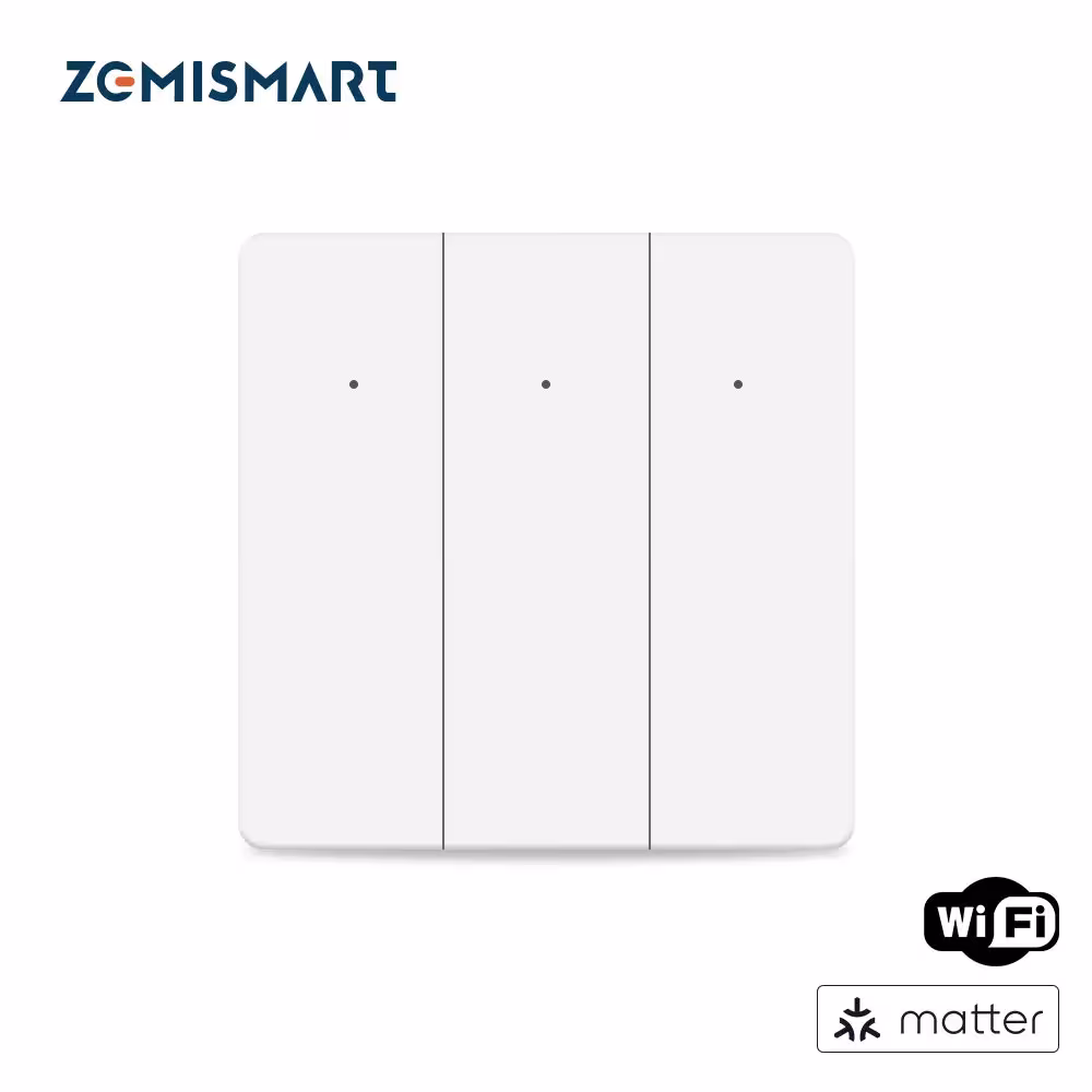Zemismart Matter WiFi ścienny przełącznik światła 1 2 3 bieguny EU inteligentne przyciski