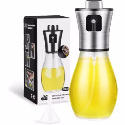 Spruzzatore olio 200ML acciaio inossidabile, guardia da cucina con pulsante quadrato