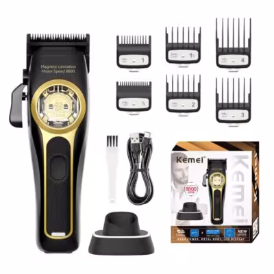 Tondeuse à cheveux professionnelle Kemei KM-2373 pour hommes avec base de chargement