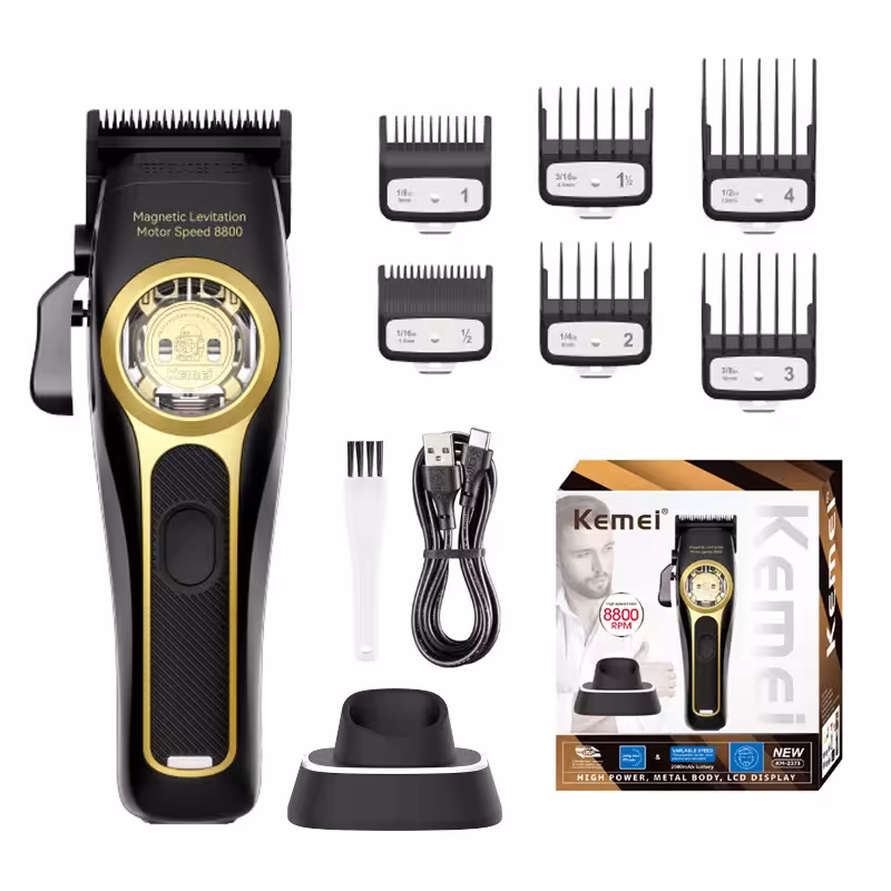 Tondeuse à cheveux professionnelle Kemei KM-2373 pour hommes avec base de chargement
