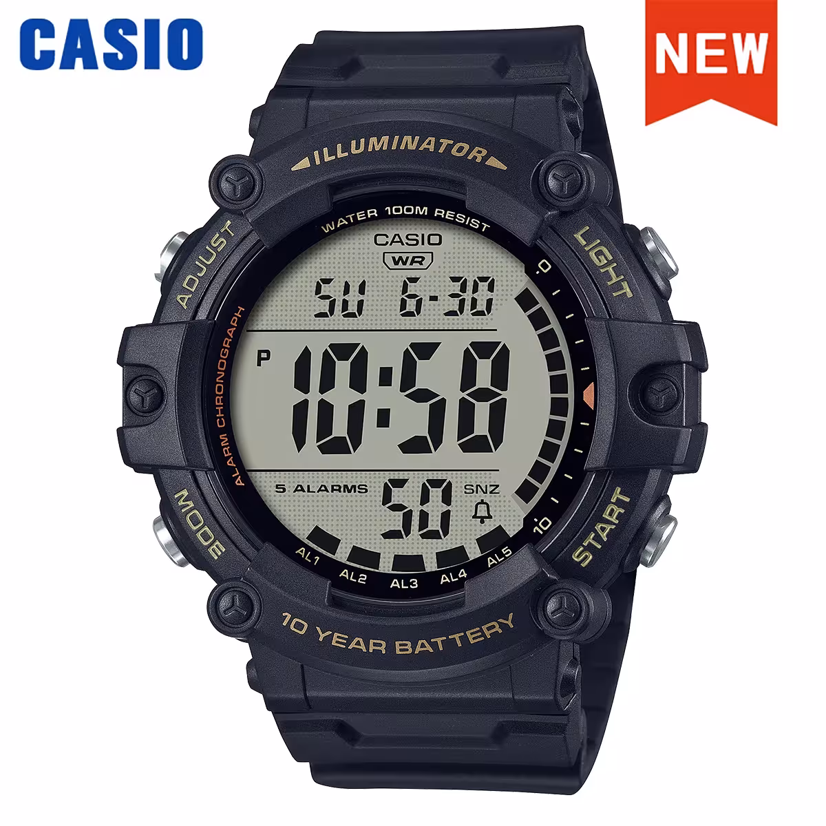 Casio mâle grandes barres de cifères multifonctions horloge électronique AE-1500WHX-1A