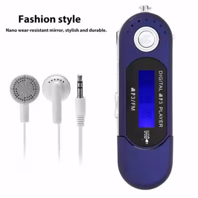 Nešiojamasis MP3 muzikos grotuvas su USB ir LCD ekranu Juoda Mėlyna Balta
