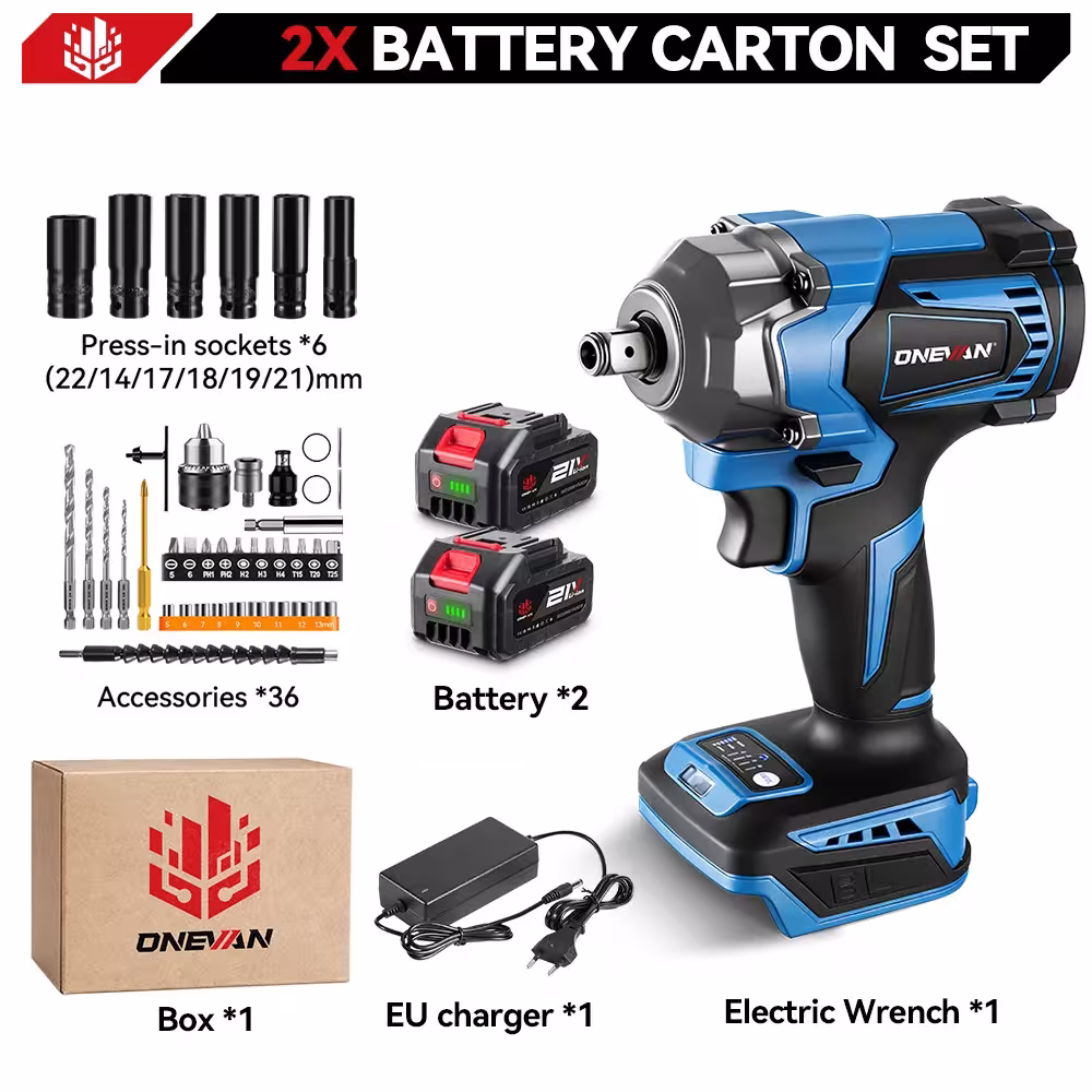 Llave de impacto eléctrica inalámbrica ONEVAN 1200Nm para batería Makita 18V