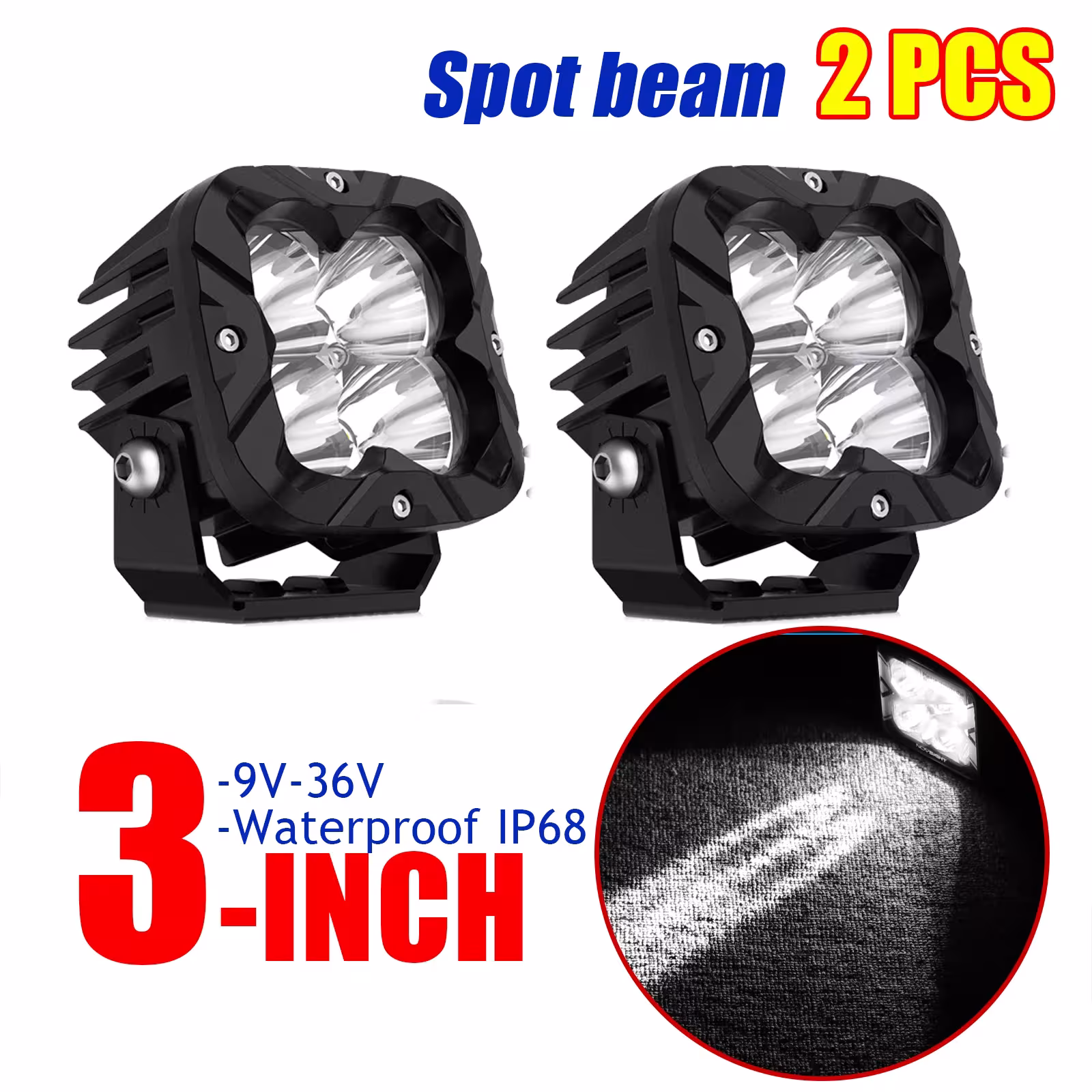 3 pulgadas 24W 2560LM Lámpara de trabajo LED en dos filas con una luz remota