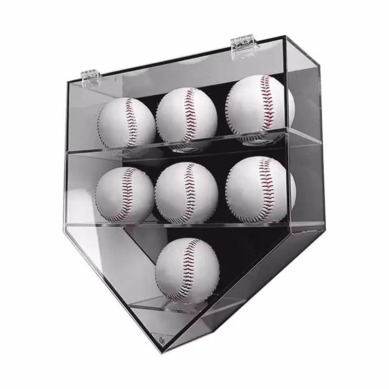 Basebalų laikymo stovas 7 angų sieninis organizeris akrilinis ekranas