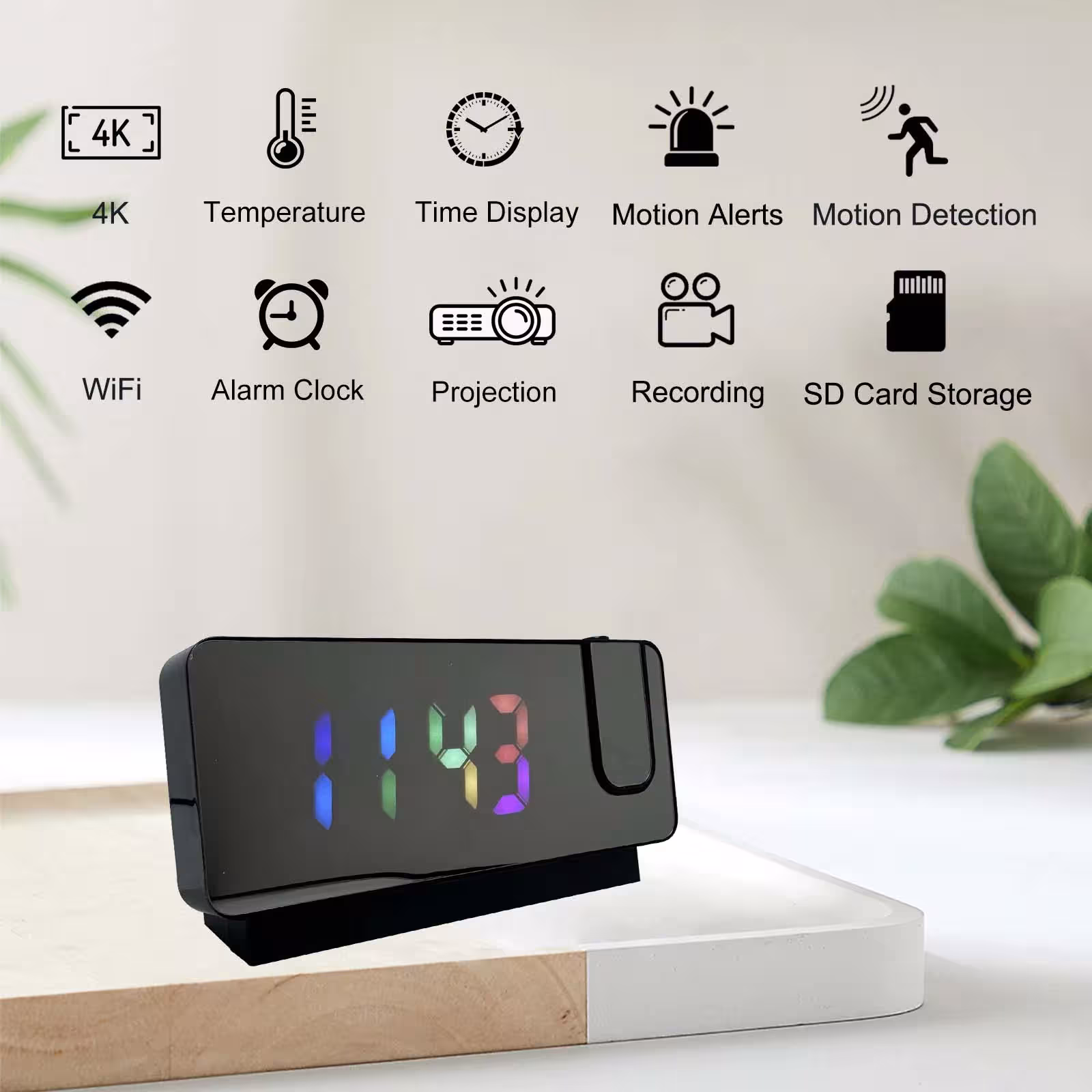 projector alarm clock camera with Wi-Fi