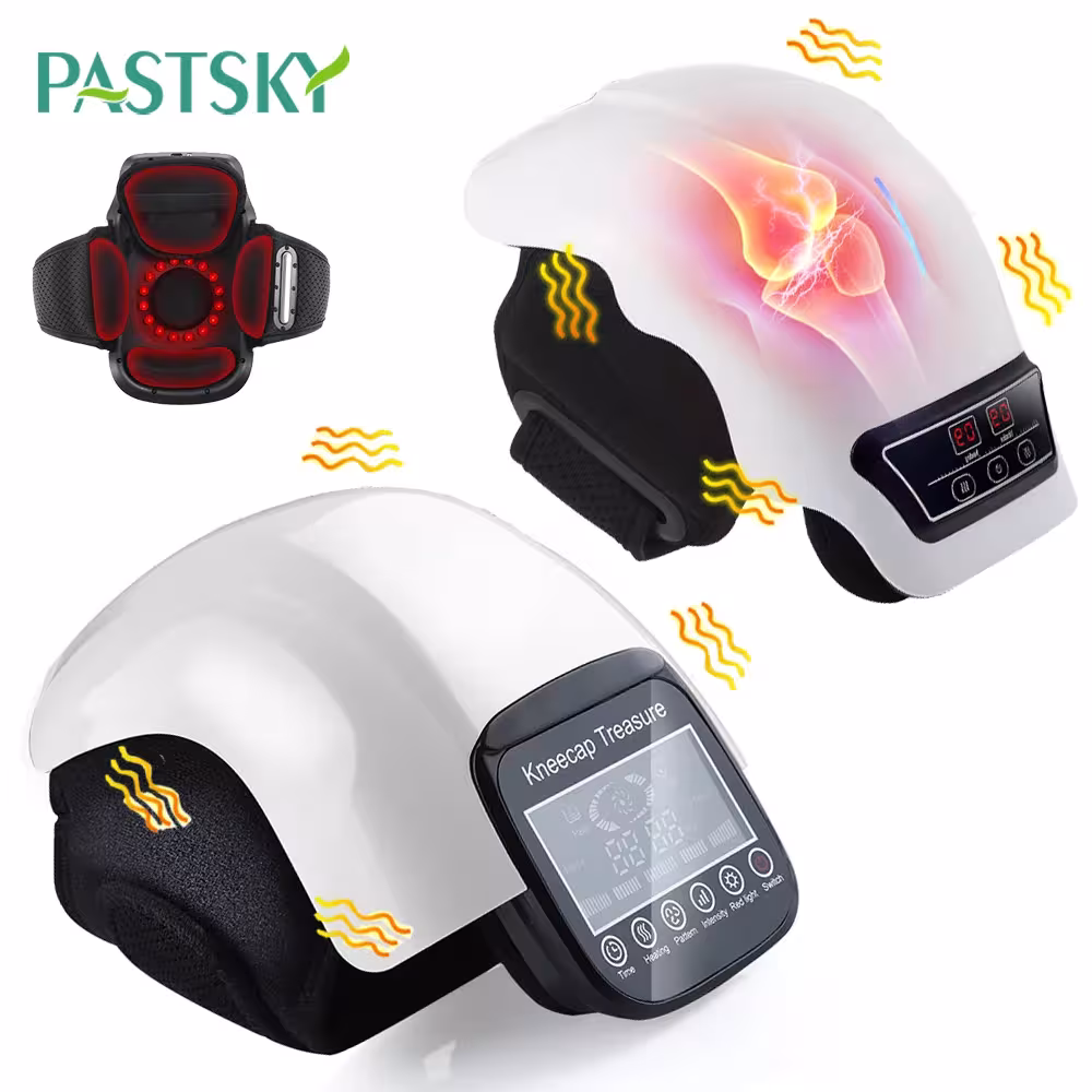 Massaggiatore per ginocchio riscaldante wireless con funzione di massaggio a vibrazione e fisioterapia a infrarossi