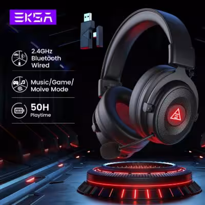 EKSA E900 BT belaidės žaidimų ausinės 7.1 USB 50H baterija