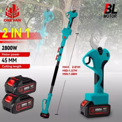 Tijeras de podar telescópicas inalámbricas de 45mm, alcance de 2800W, tijeras para ramas altas 2 en 1 para batería Makita 18V