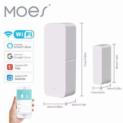 MOES Tuya WiFi durų langų jutiklis išmaniajai namų sistemai su Alexa