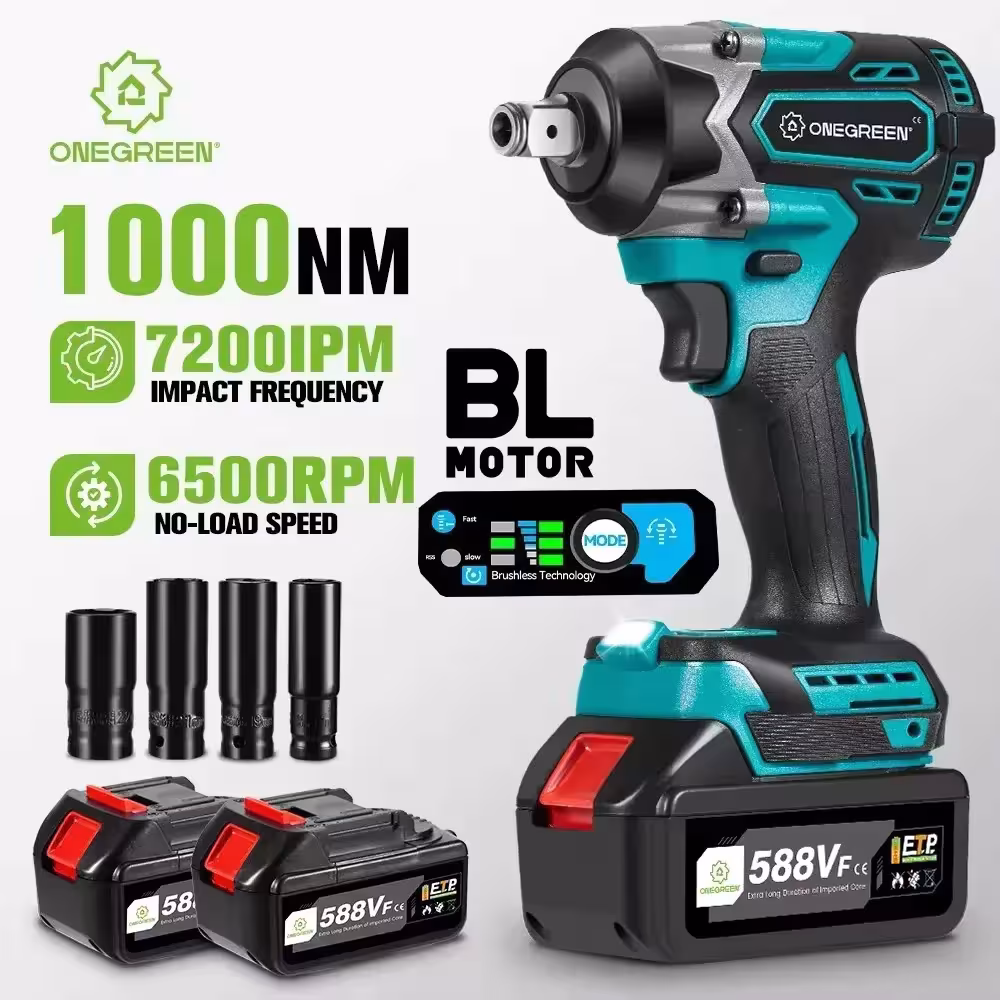 Avvitatore a impulsi elettrico a batteria ONEGREEN 1000 N.M 1/2 pollice per Makita 18V