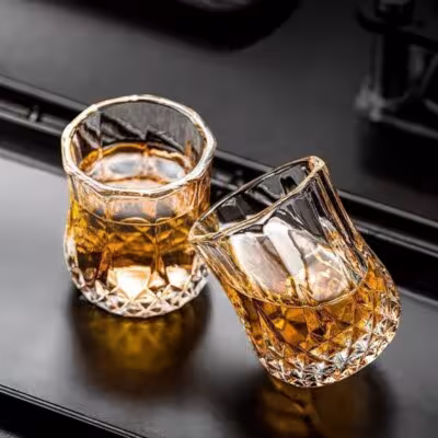 6 unidades Copas de vidrio Whisky Vidrio en miniatura Romo Cristal en forma de diamante vintage