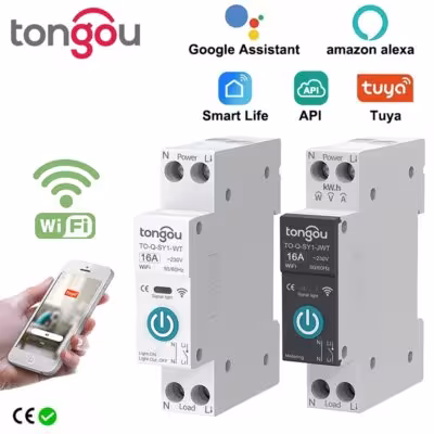 Tuya WiFi Interruptor inteligente con módulo de medición 63A DIN